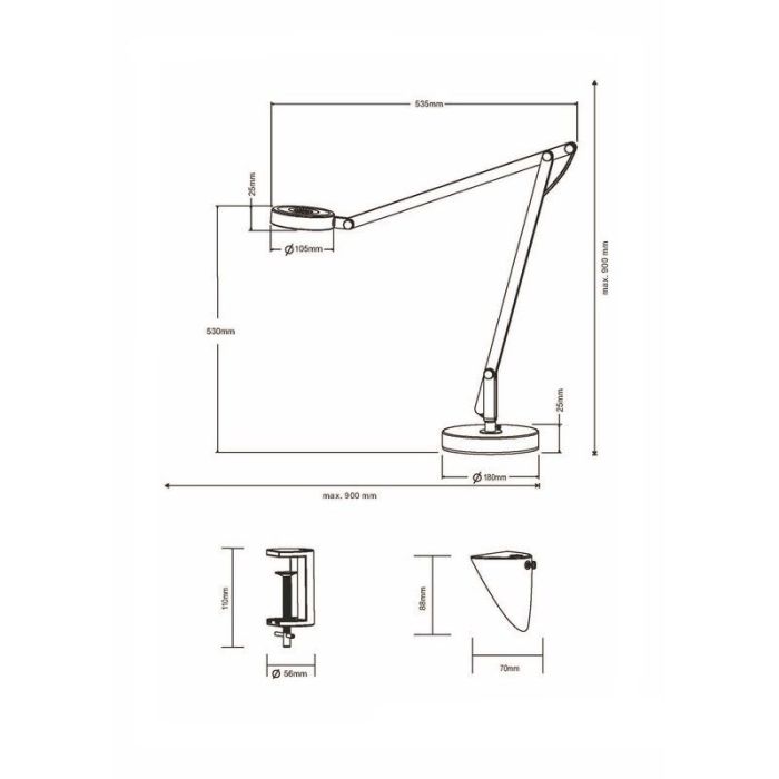 Zwarte tafellamp modern, Pardoes, 5W, 3000K LED, met schakelaar