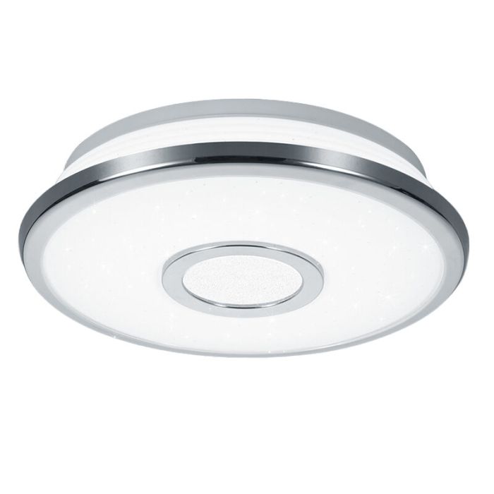 Chromen plafonnière kunststof, Yailee, 12W, 3000K LED, 3-staps dimbaar