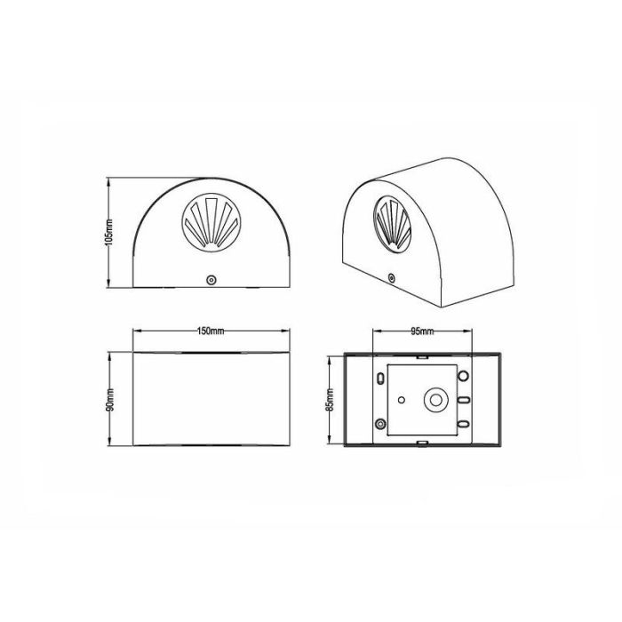 Witte buitenlamp design, Sandkas, 2W, 3000K LED, IP44