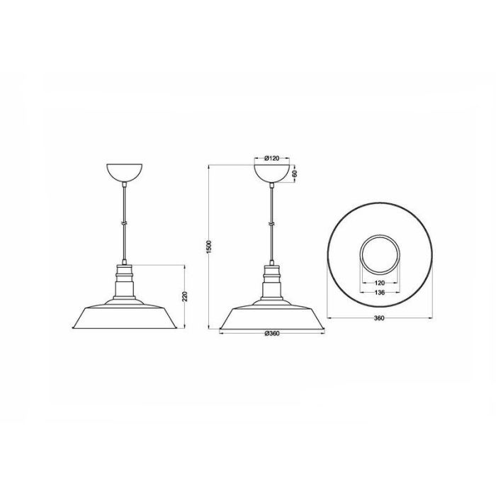 Nikkelen hanglamp industrieel, Yanaisha