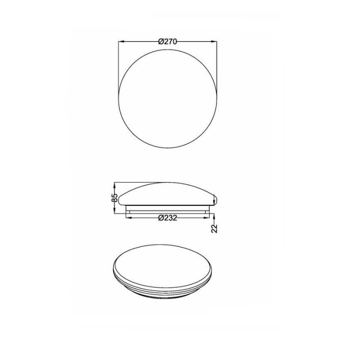 Witte plafonnière kunststof, Vanysia, 12W, 4000K LED, IP44