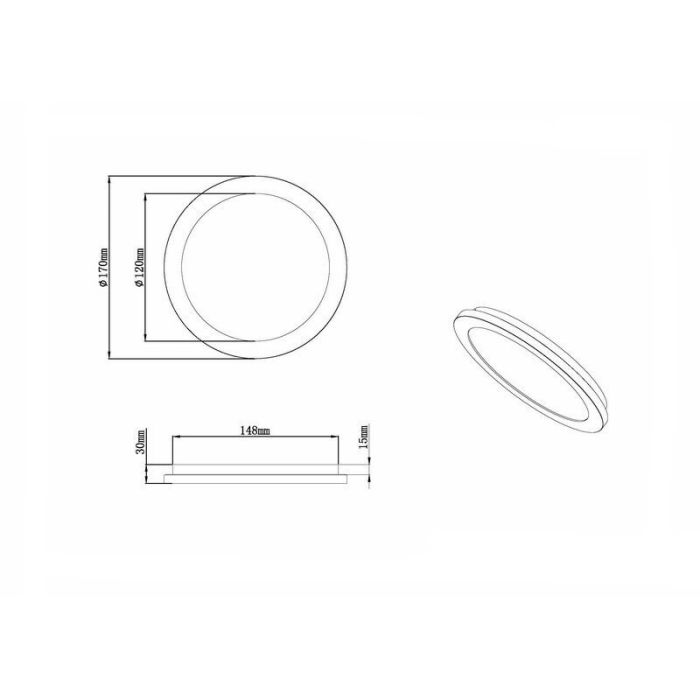 Witte plafonnière modern, Gistrup, 10W, 3000K LED, IP44