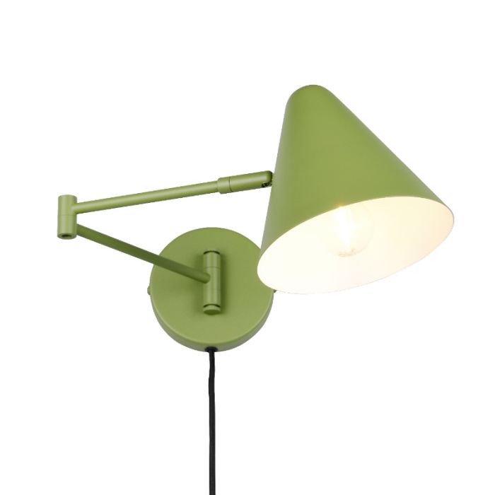 Groene wandlamp modern, Jille, met schakelaar