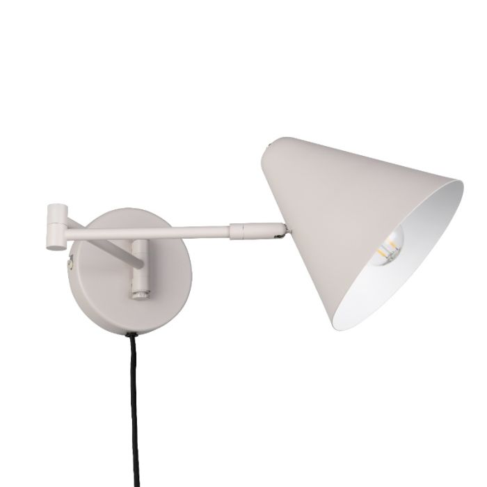 Grijze wandlamp modern, Jille, met schakelaar
