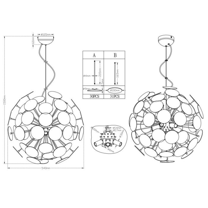 Zwarte hanglamp modern, Xinhe