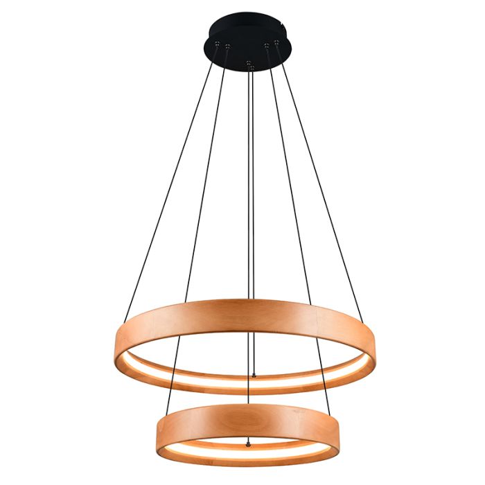 Moderne hanglamp hout, Nassima, 37W, 3000K LED, 3-staps dimbaar
