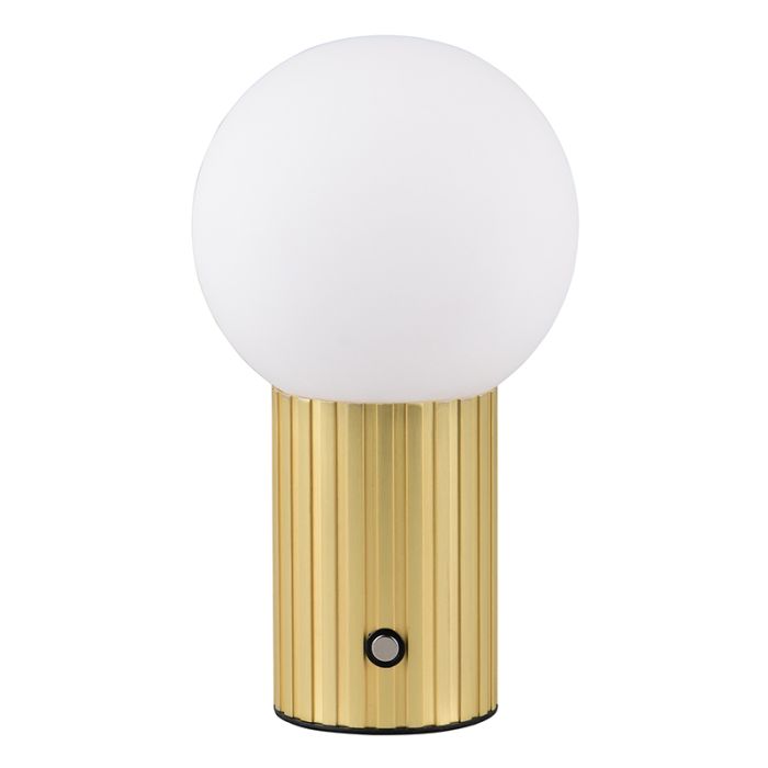 Messing oplaadbare tafellamp modern, Tugce, 2W, white switch LED, met schakelaar