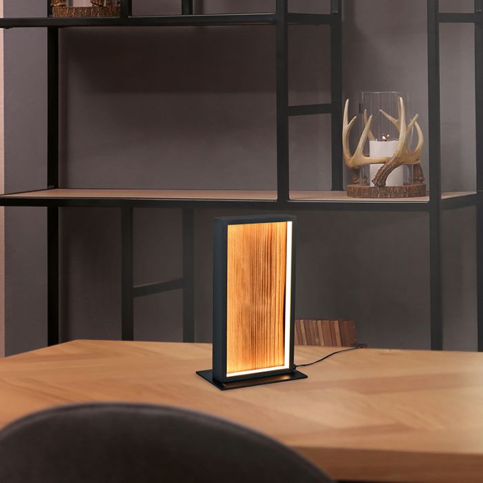 Design tafellamp hout, Tanneke, 10,5W, 3000K LED, 3-staps dimbaar