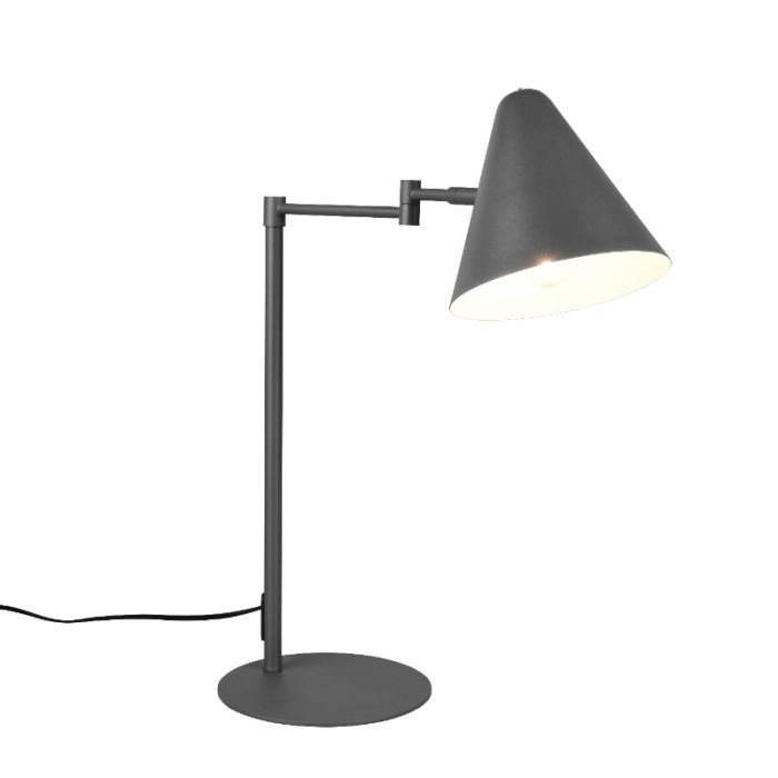 Antraciete bureaulamp modern, Jille, met schakelaar