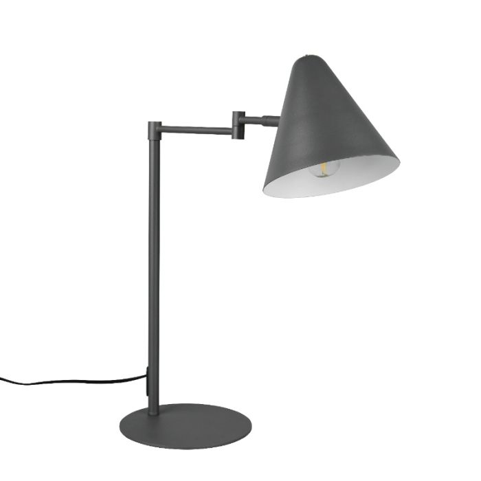 Antraciete bureaulamp modern, Jille, met schakelaar