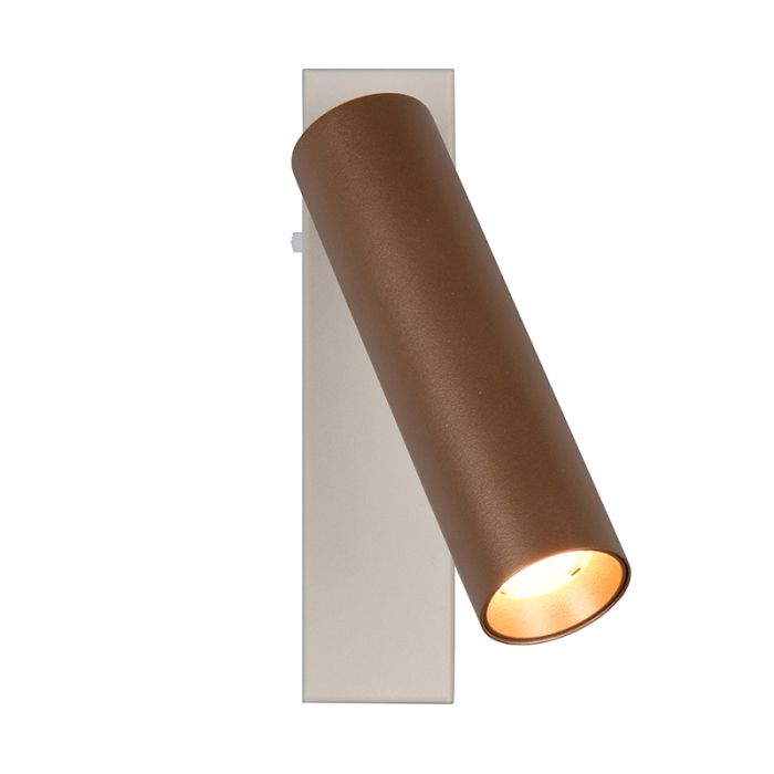 Bruine wandspot modern, Smail, 5,5W, white switch LED, 3-staps dimbaar