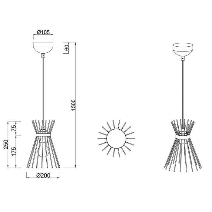 Zwarte hanglamp industrieel, Fransiscus