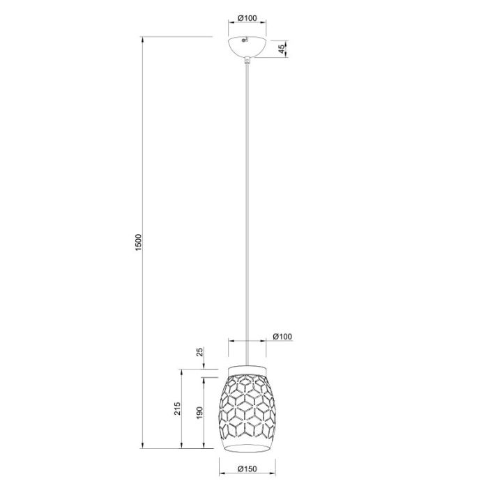 Zwarte hanglamp modern, Delana