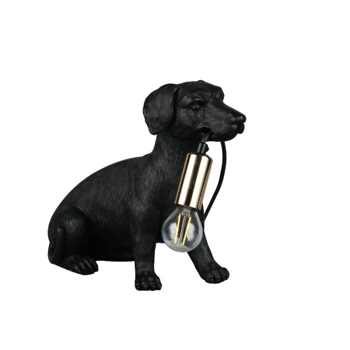 Zwarte tafellamp kunststof, Doggo