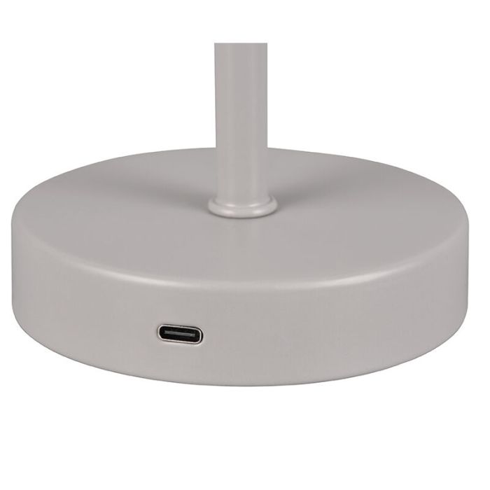 Grijze tafellamp modern, Dustin, 1,5W, 3000K LED, met touchdimmer