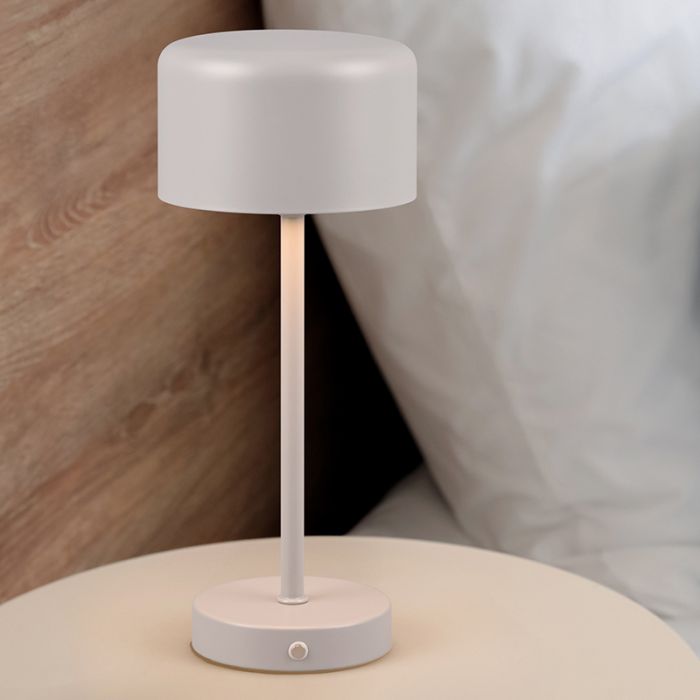 Grijze tafellamp modern, Dustin, 1,5W, 3000K LED, met touchdimmer