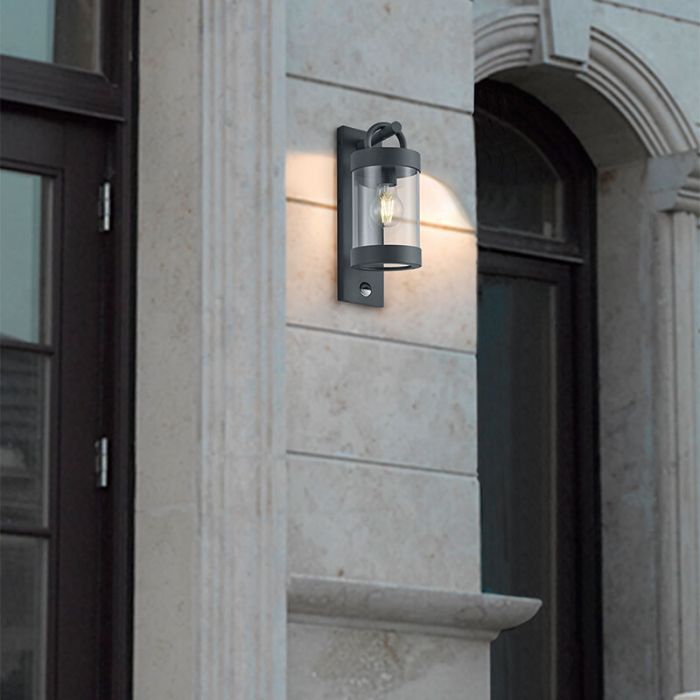 Moderne buitenlamp met bewegingssensor Sambesi, antraciet, aluminium, IP44