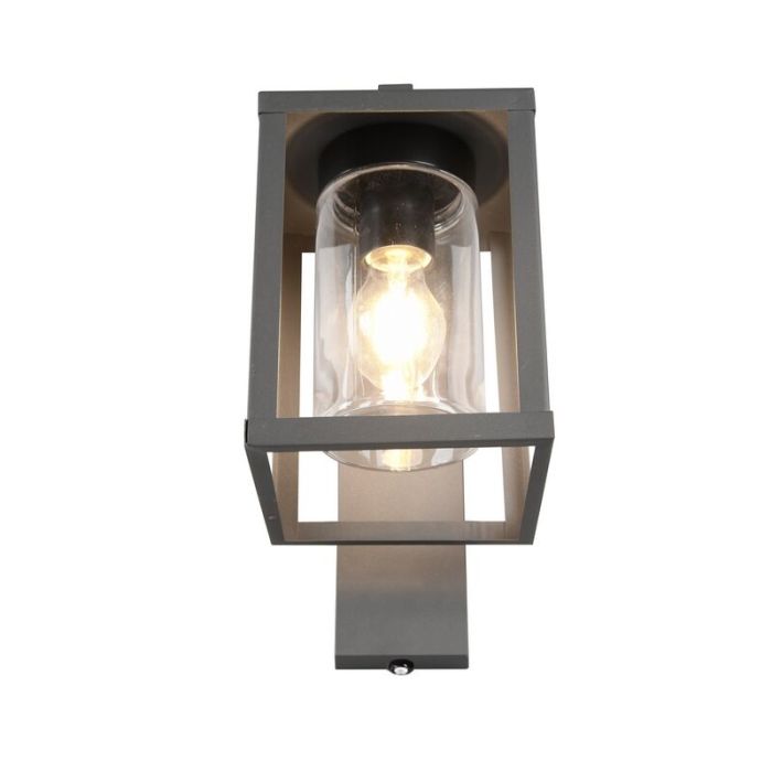 Antraciete buitenlamp met schemersensor Reini, aluminium, modern, IP44