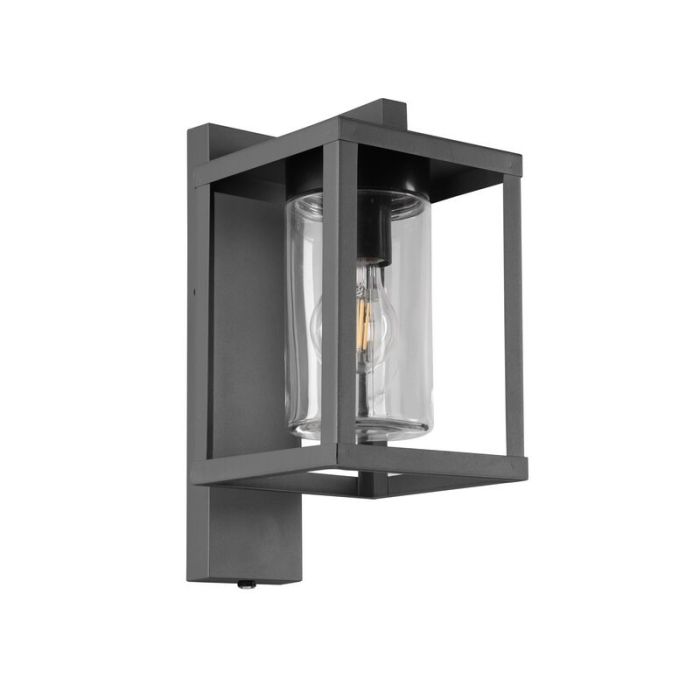 Antraciete buitenlamp met schemersensor Reini, aluminium, modern, IP44