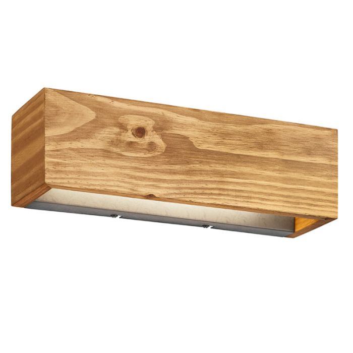Bruine up down wandlamp Deka, hout, vintage, 13 watt