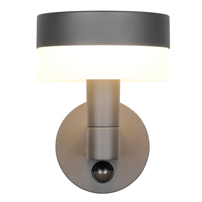 Antraciete buiten wandlamp met bewegingssensor modern, Irfaan, 8W, 3000K LED, IP54