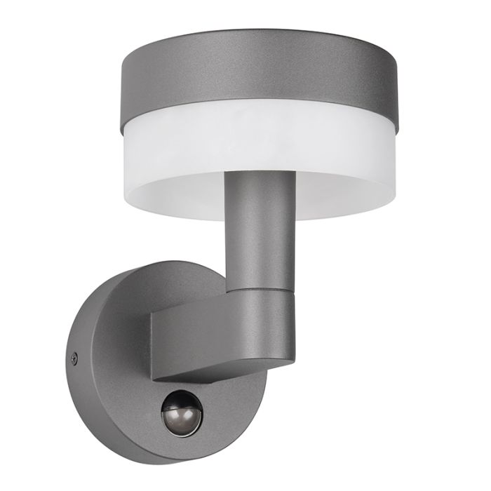 Antraciete buiten wandlamp met bewegingssensor modern, Irfaan, 8W, 3000K LED, IP54