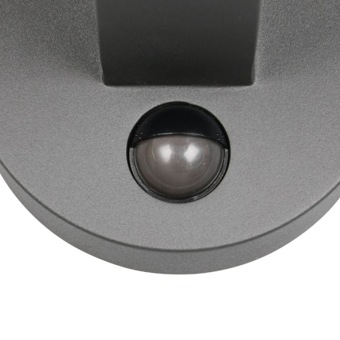 Antraciete buiten wandlamp met bewegingssensor modern, Irfaan, 8W, 3000K LED, IP54