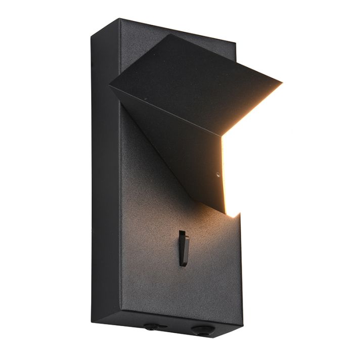Zwarte wandlamp modern, Lok, 3W, 3000K LED