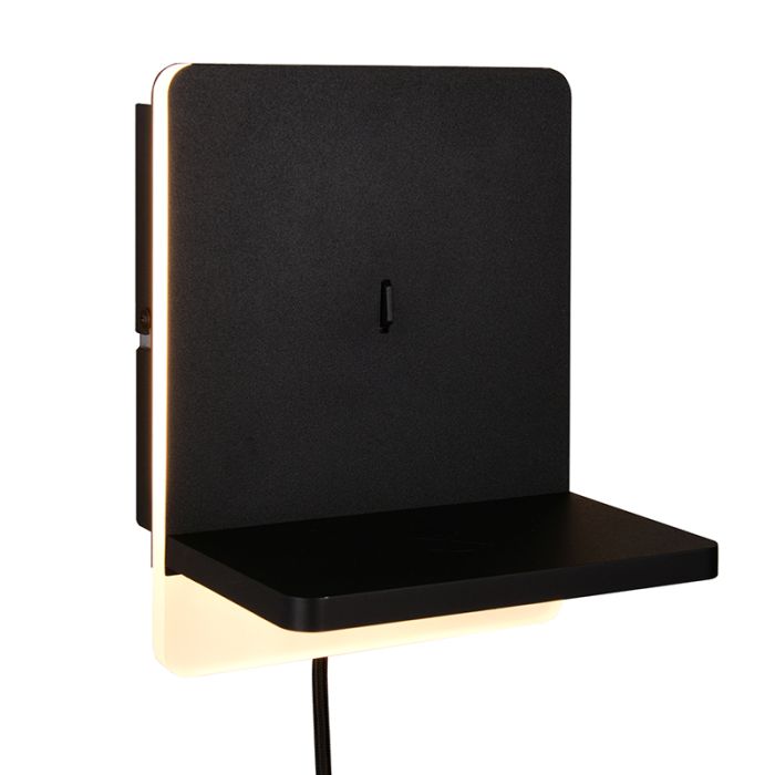 Zwarte wandlamp modern, Margje, 9W, 3000K LED, met schakelaar
