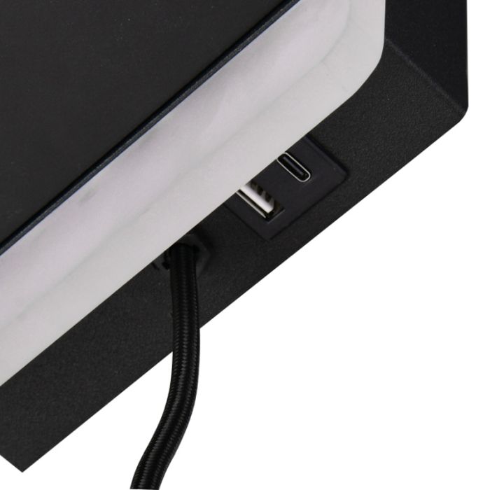 Zwarte wandlamp modern, Margje, 9W, 3000K LED, met schakelaar