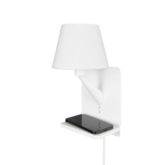 Witte wandlamp stof, Tahir, met schakelaar