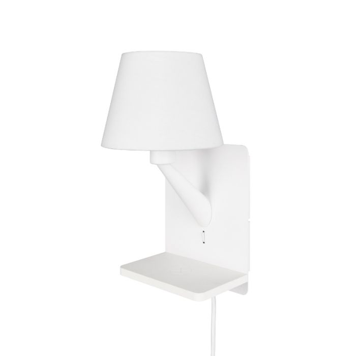 Witte wandlamp stof, Tahir, met schakelaar