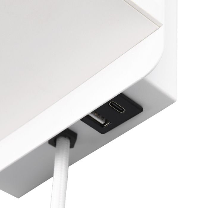 Witte wandlamp stof, Tahir, met schakelaar