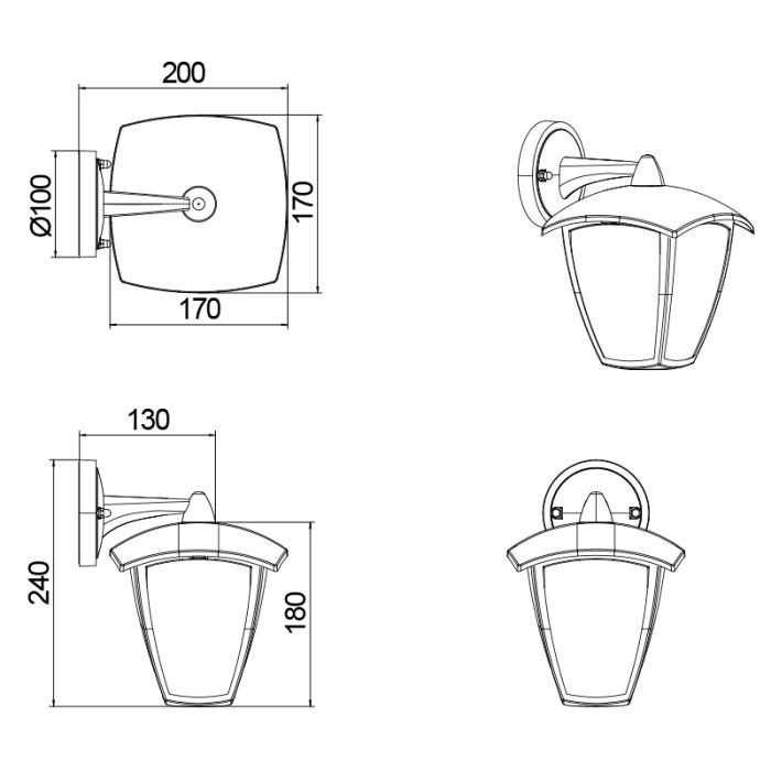 Zwarte buitenlamp modern, Samatar, IP44