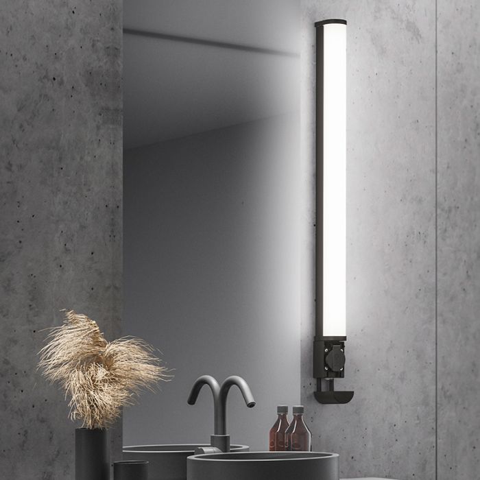 Moderne wandlamp Bernou, zwart, kunststof, geïntegreerde LED