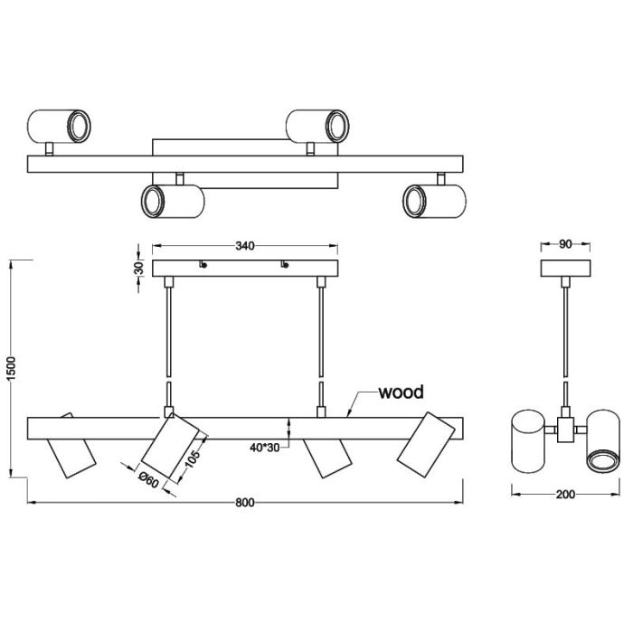Zwarte hanglamp modern, Kaso