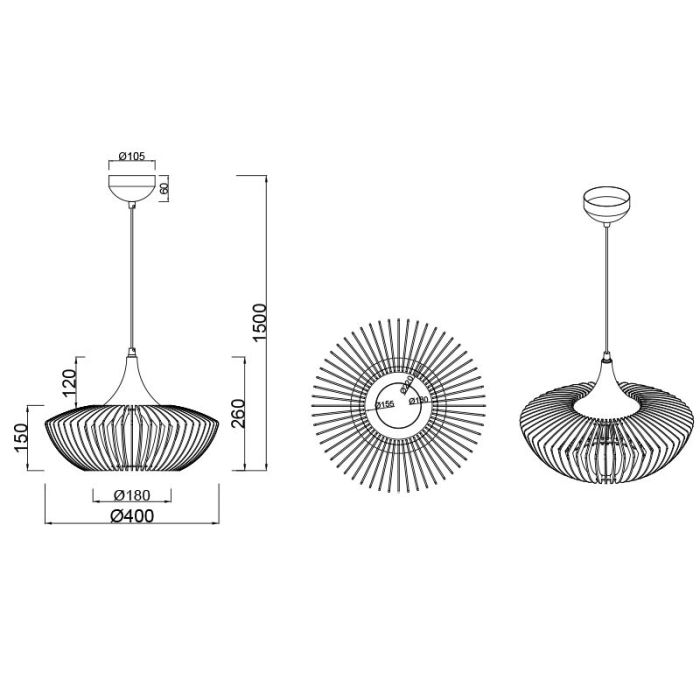 Houten hanglamp zwart, Mirjan