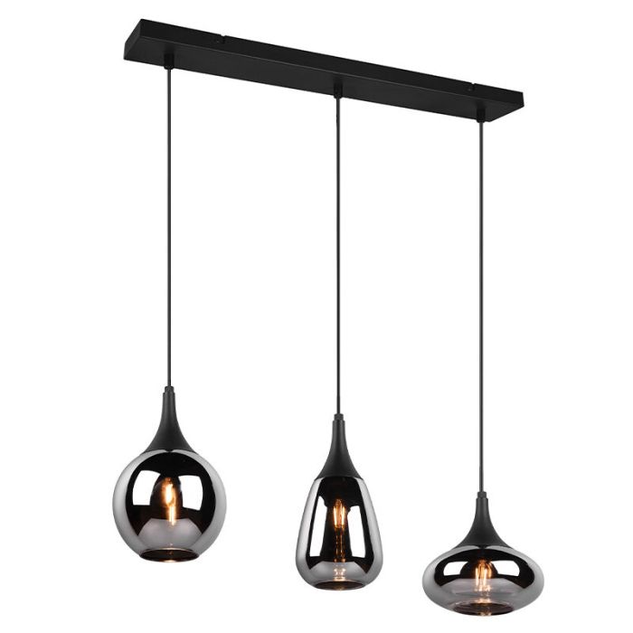 Zwarte hanglamp rookglas, Sybren