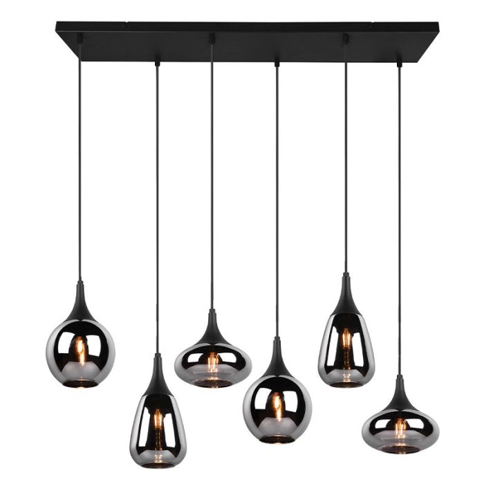 Zwarte hanglamp rookglas, Sybren