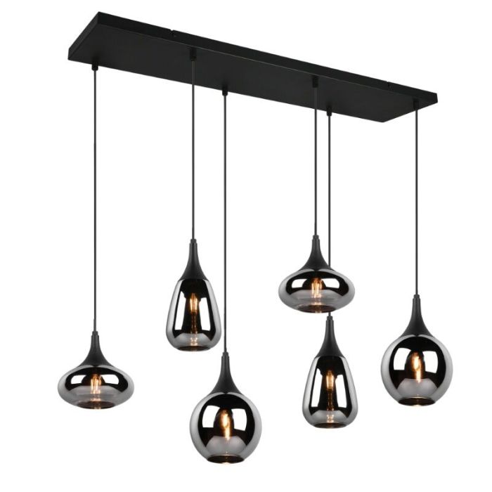 Zwarte hanglamp rookglas, Sybren