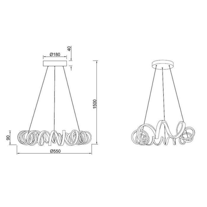 Moderne hanglamp Noemi, wit, 33w geintegreerd LED