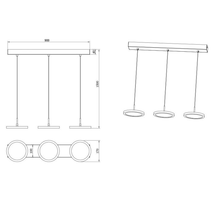Zwarte hanglamp modern, Jakoba, 10W, 3000K LED