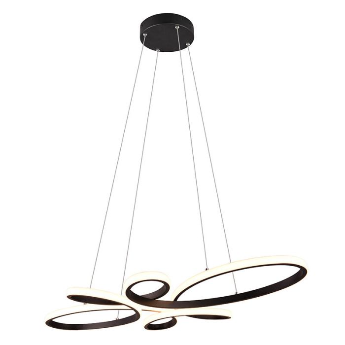 Zwarte eettafel hanglamp design, Vikash, 32W, 3000K LED, 3-staps dimbaar