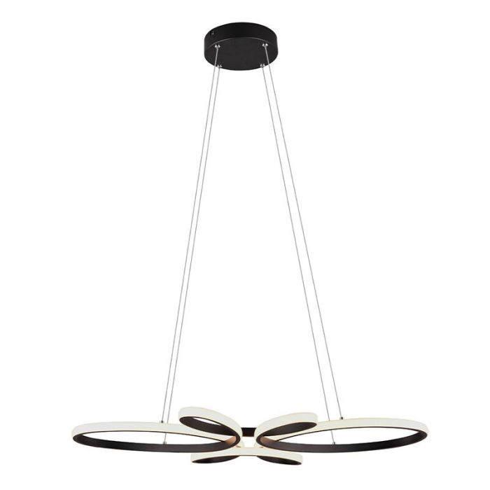 Zwarte eettafel hanglamp design, Vikash, 32W, 3000K LED, 3-staps dimbaar