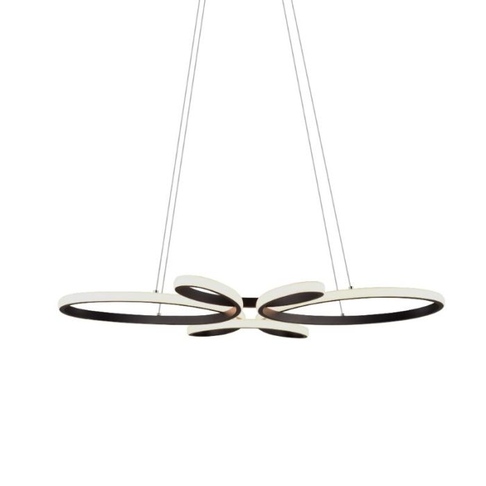 Zwarte eettafel hanglamp design, Vikash, 32W, 3000K LED, 3-staps dimbaar