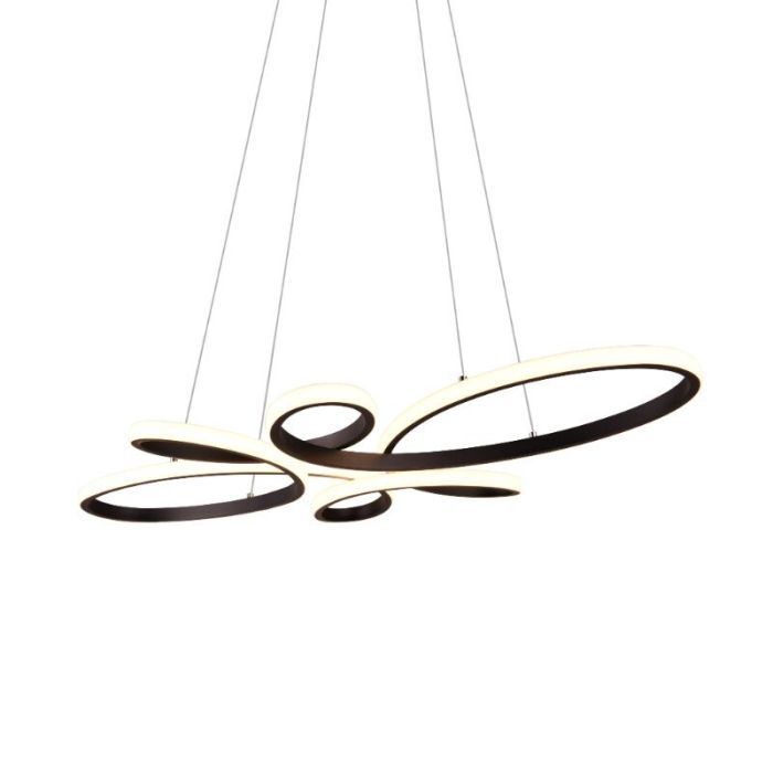Zwarte eettafel hanglamp design, Vikash, 32W, 3000K LED, 3-staps dimbaar