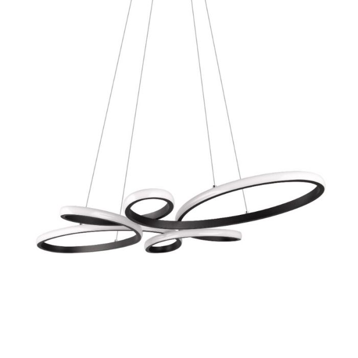 Zwarte eettafel hanglamp design, Vikash, 32W, 3000K LED, 3-staps dimbaar