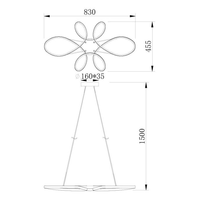 Zwarte eettafel hanglamp design, Vikash, 32W, 3000K LED, 3-staps dimbaar