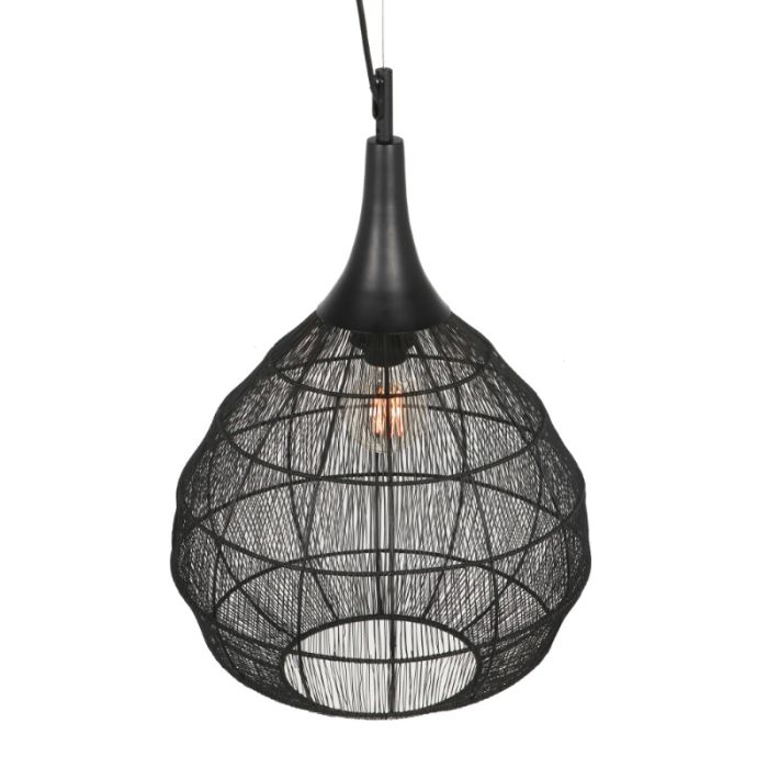 Zwarte hanglamp landelijk, Rins