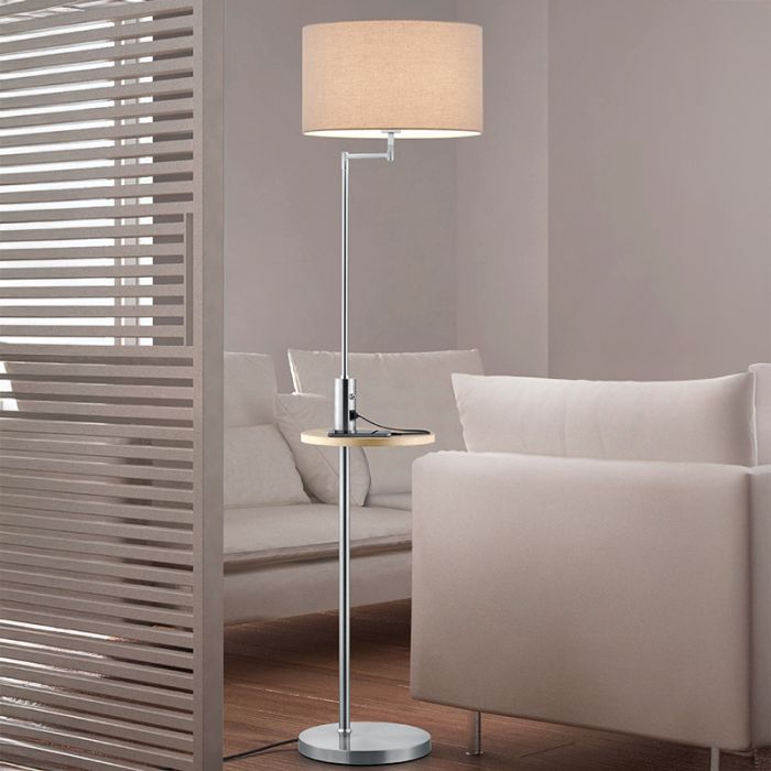 Nikkelen vloerlamp Logiso, metaal, modern